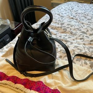 Tory burch leather black bucket bag